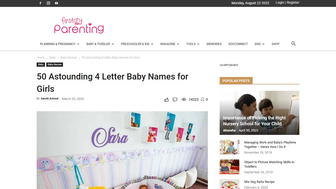 Top 50 Four Letter Baby Girl Names With Meanings - FirstCry Parenting