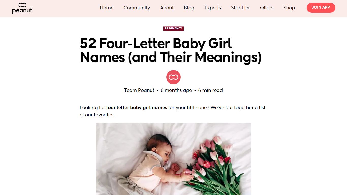 52 Four-Letter Baby Girl Names (and Their Meanings) | Peanut