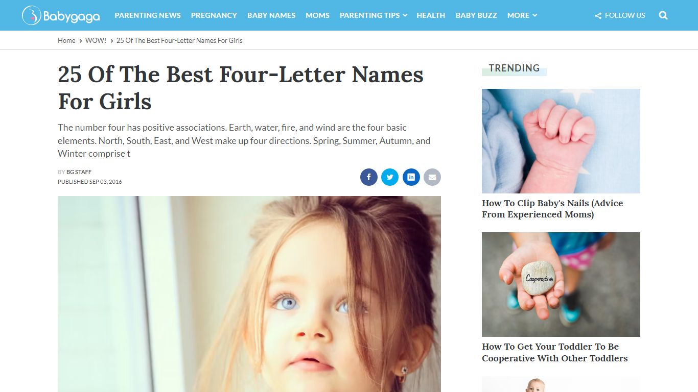 25 Of The Best Four-Letter Names For Girls - BabyGaga